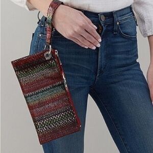 Hobo Vida Holiday Stripe Leather Zip Wristlet